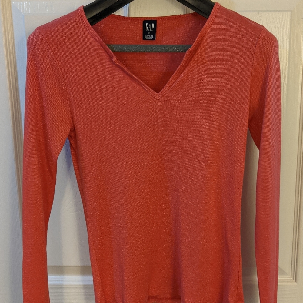 Vintage 90s Gap long sleeve tangerine top size M